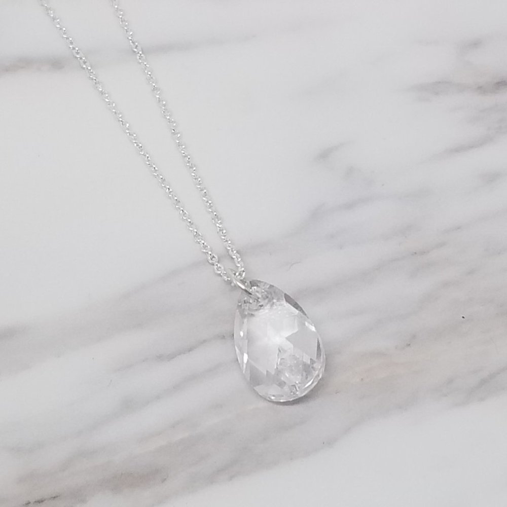 ⭐Sterling Silver Necklace Pear Shape Swarovski